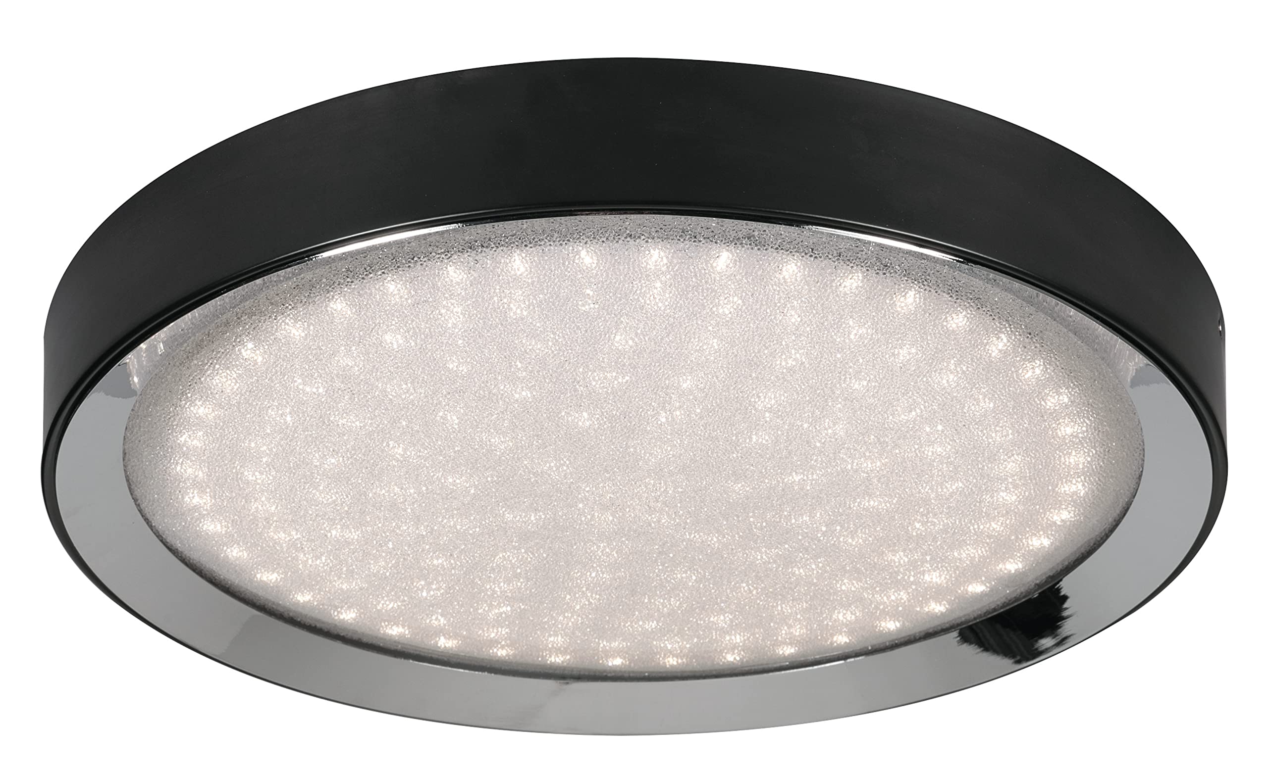 Belle 19-Inch Black LED Flush Mount Ceiling Light with Clear Glass - Modern Lighting for Bedroom, Kitchen, Hallway & Living Room