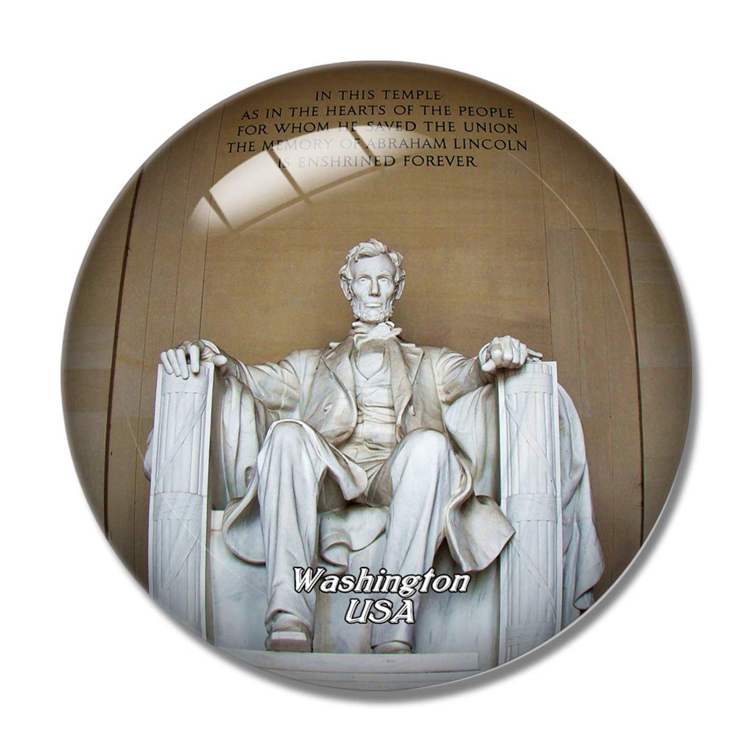 USA Lincoln Memorial 3D Fridge Magnet - Washington DC Souvenir, Crystal Glass Whiteboard Magnet for Refrigerator, Office & Home Decor - Perfect for Gifts, Travel Memories & Kitchen Organization