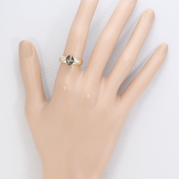 18K Yellow Gold Black Star Sapphire Diamond Ring for Women - Elegant Wedding, Engagement & Anniversary Jewelry Gift - Perfect for Special Occasions & Evening Events