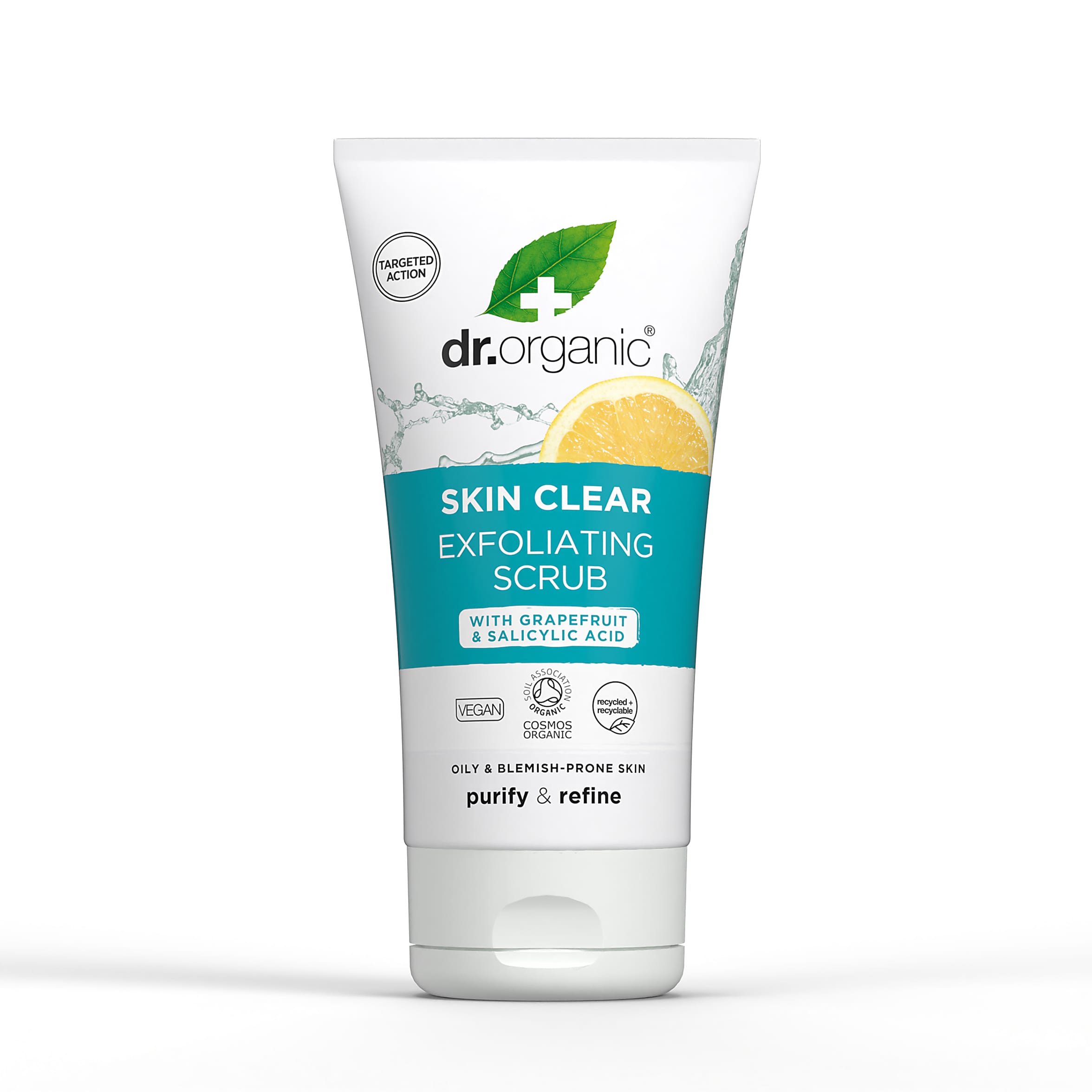 Dr Organic Exfoliating Face Scrub for Clear Skin - Gentle Facial Cleanser with Natural Ingredients for Acne & Blackhead Removal - Perfect for Daily Skincare Routine & Glowing Complexion