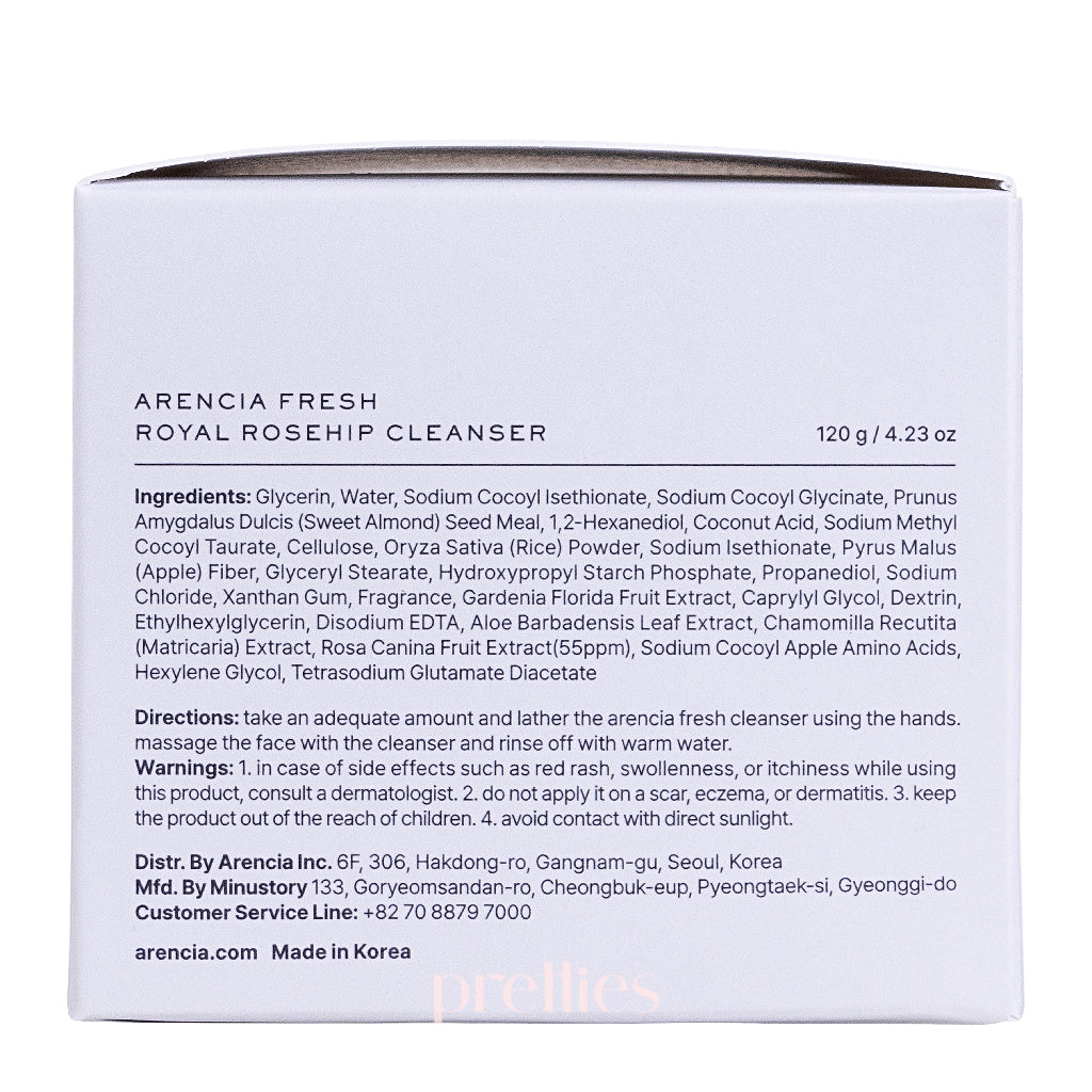 Arencia Fresh Royal Rosehip Cleanser 120g - Gentle Face Wash for Glowing Skin, Hydrating & Brightening - Perfect for Daily Skincare Routine & Sensitive Skin Care