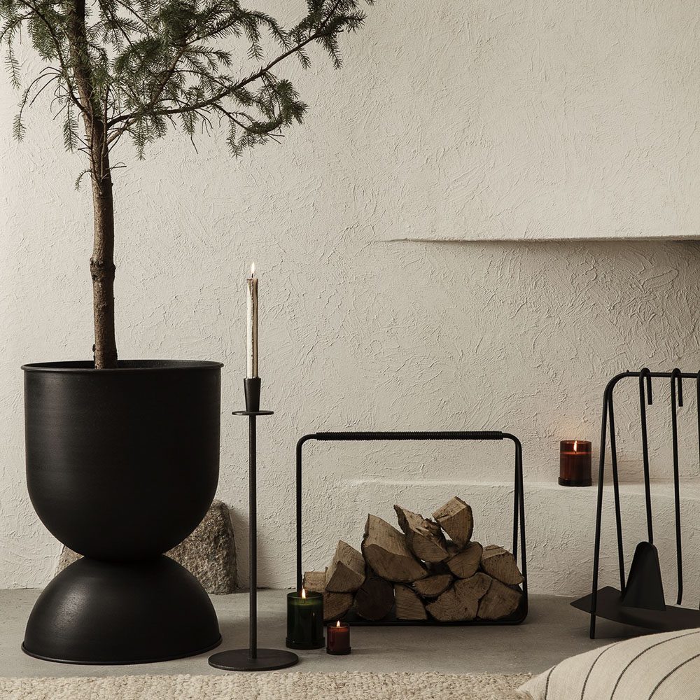 FERM LIVING Port Wood Basket - Black Storage Basket for Home Organization, Bathroom & Bedroom Decor - Handwoven Natural Wooden Basket for Shelves, Laundry, and Closet Storage
