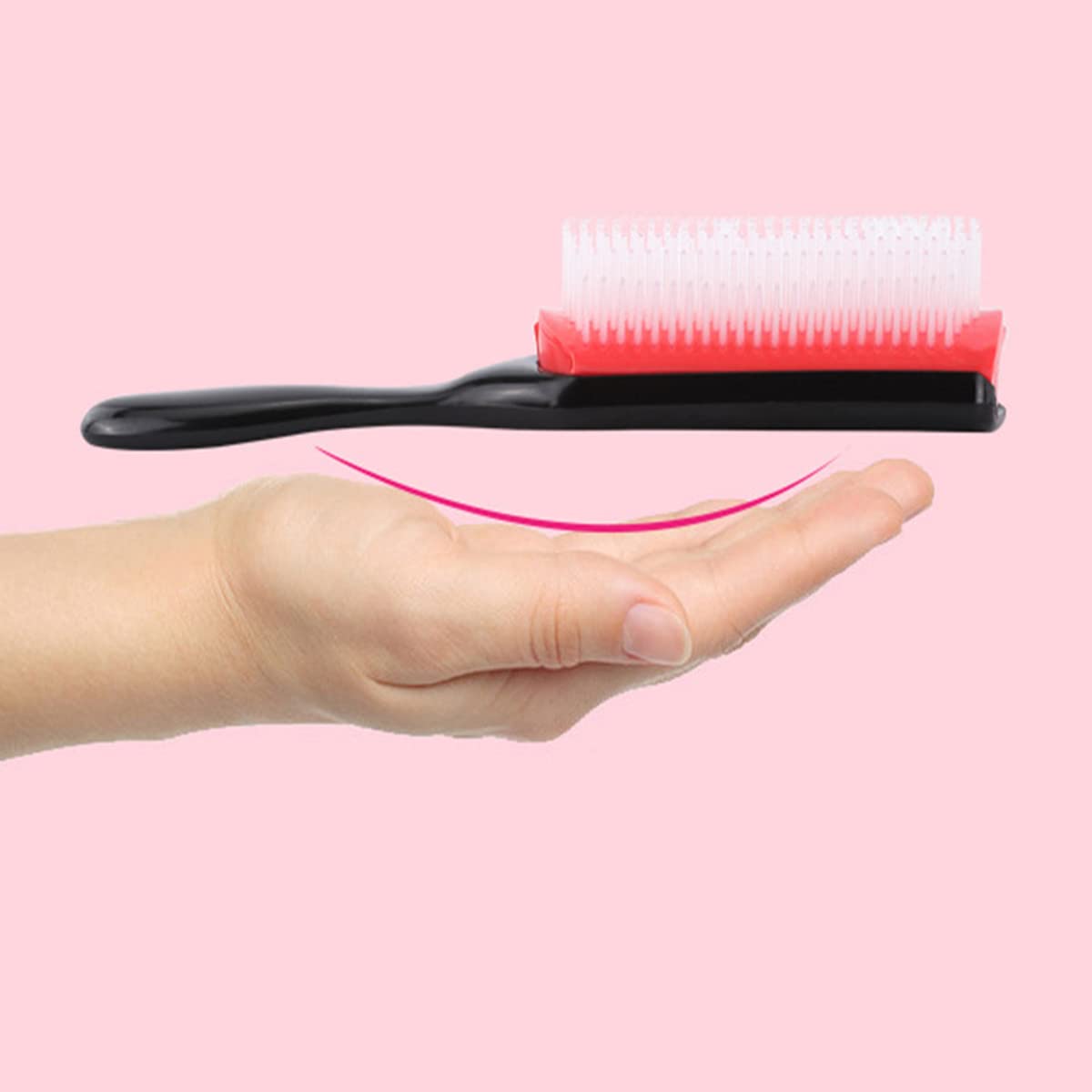 2 Pack 9-Row Nylon Hair Brushes with Cushion Bristles - Professional Massage Styling Brush for Salon & Home Use - Perfect for Detangling, Smoothing & Volumizing Hair