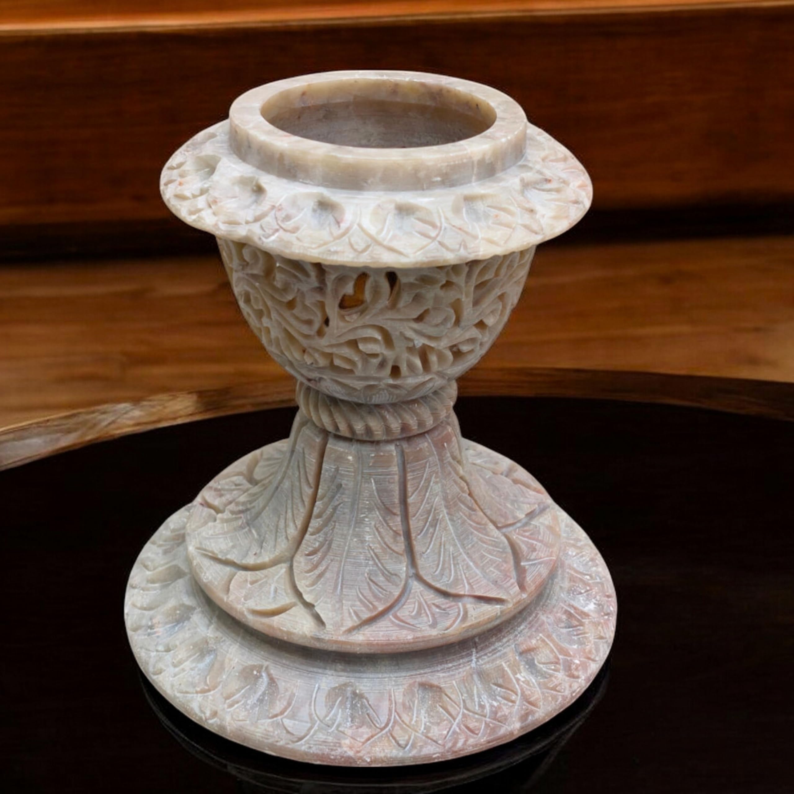 10 Inch Hand-Carved Marble Tea Light Candle Holder - Elegant Home Decor, Wedding Centerpiece, Romantic Dinner Lighting, Unique Gift Idea