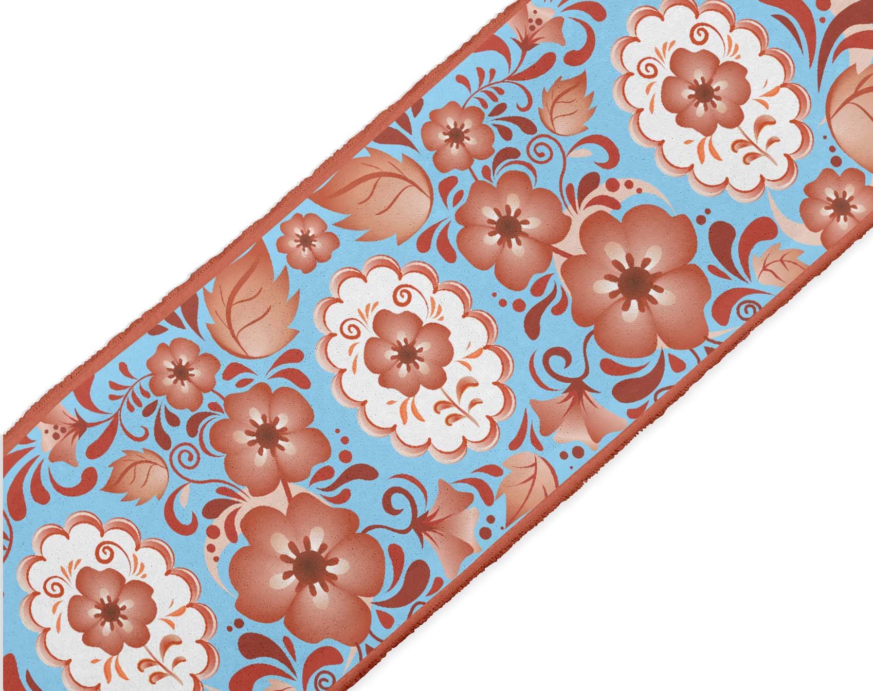 Blue Leaves & Floral Printed Dupion Fabric Ribbon Trim - 9 Yards, 3 Inches Wide for DIY Crafts, Sewing, Home Decor & Fashion Accessories | Perfect for Scrapbooking, Gift Wrapping & Costume Design
