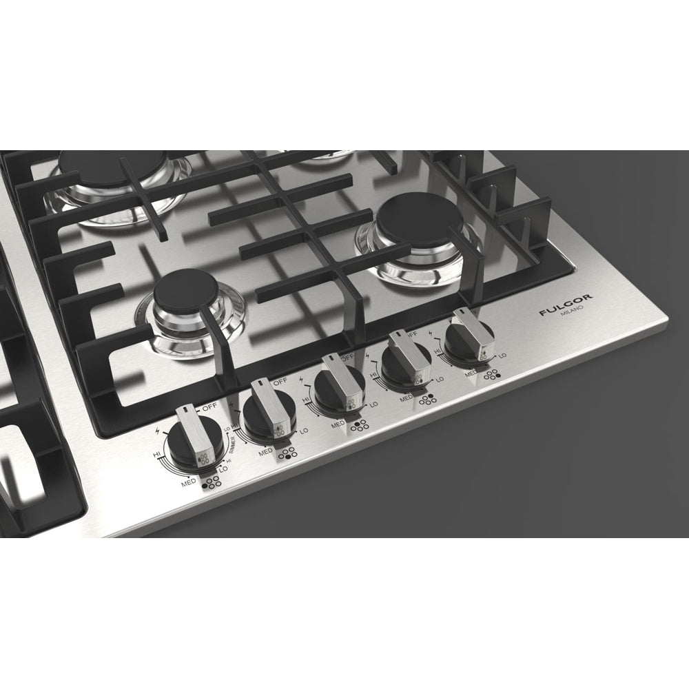 Fulgor Milano 30-Inch 5-Burner 400 Series Gas Cooktop - Stainless Steel (F4GK30S1) | Professional Gas Stove for Home Kitchen, Perfect for Cooking, Baking & Entertaining