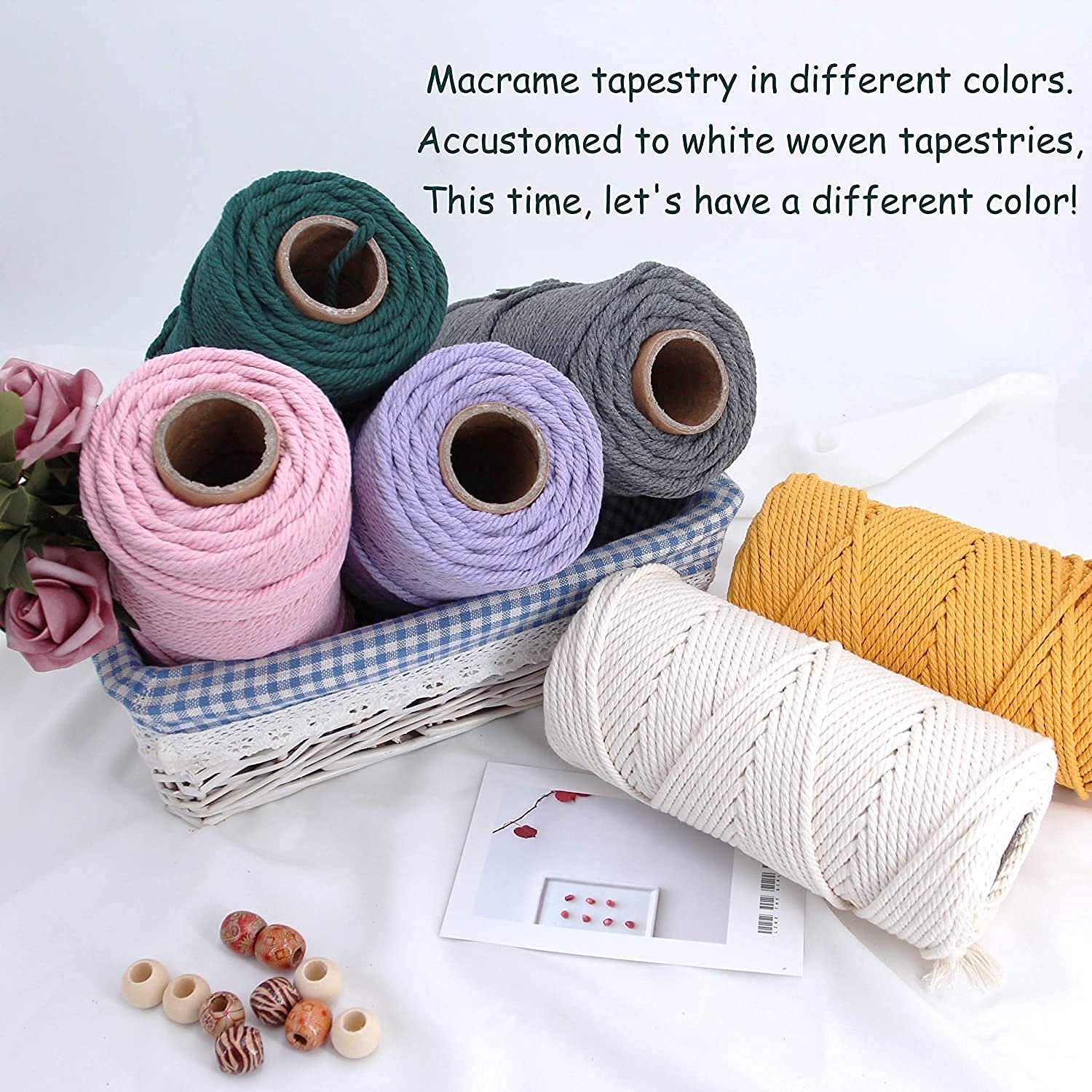 4-Ply Twisted Macrame Cotton Cord - Natural White (4mm x 109 Yards) | Premium Macrame Yarn for DIY Plant Hangers, Wall Hangings & Boho Home Decor | Perfect for Macrame Supplies, Jewelry Making & Craft Projects