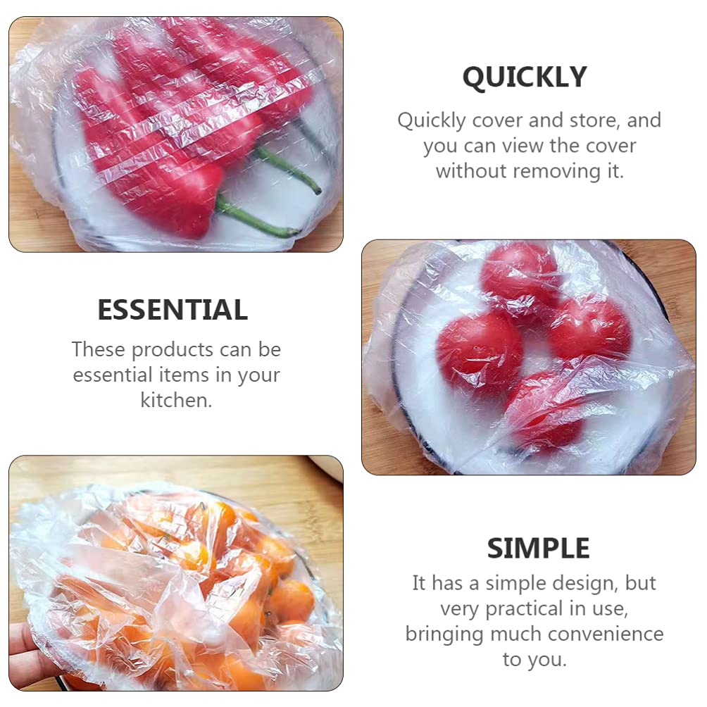 Hemoton 300PCS Elastic Food Covers - Reusable Stretch Plastic Wrap for Bowls, Leftovers & Food Storage | Airtight Seal for Refrigerator, Meal Prep & Kitchen Organization | Perfect for Preserving Freshness & Reducing Waste