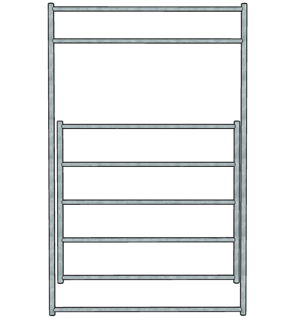 5 Ft x 8 Ft Galvanized Steel 5-Rail Gate Panel - Heavy Duty Fence Gate for Farm, Ranch, Garden & Backyard Security