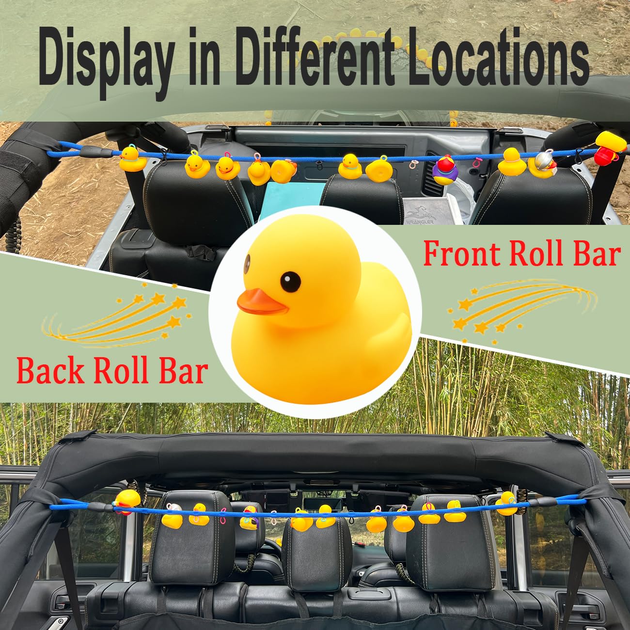 Paracord Duck Holder for Jeep Wrangler YJ TJ JK JL & Gladiator JT - Rubber Ducks Mount & Organizer (Black) - Perfect for Off-Road Adventures & Jeep Enthusiasts