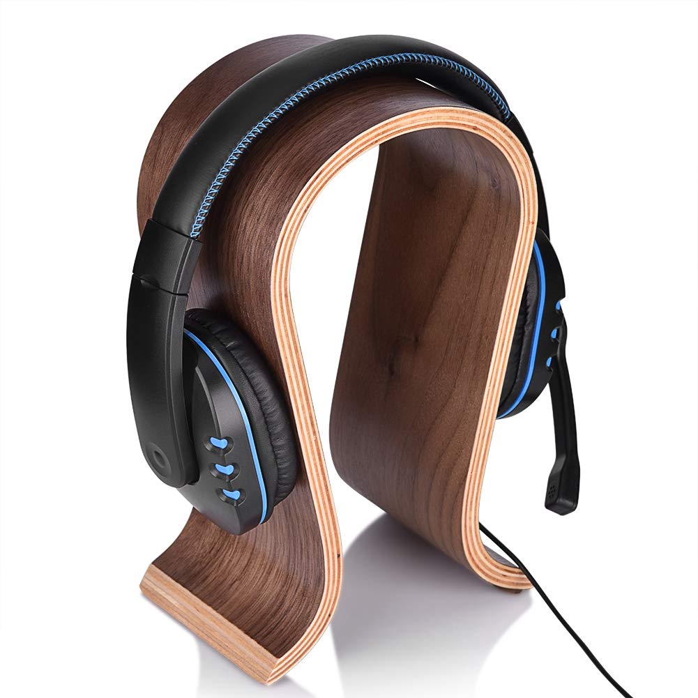 Wooden U-Shaped Headphone Stand Holder - Desk Display Shelf & Hanger for Gaming Headsets, Office, Studio (Perfect for Gamers, Professionals & Music Lovers)