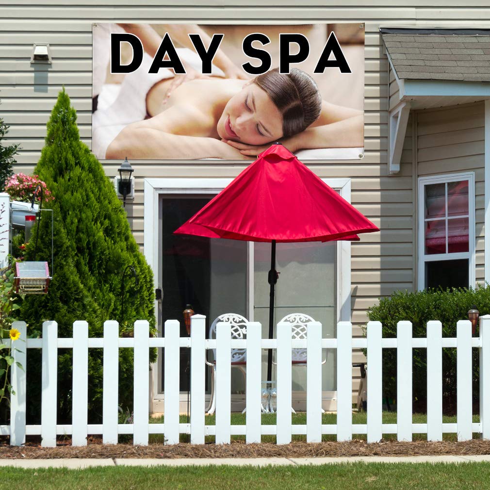 Durable 48x96 Inches Vinyl Banner with 8 Grommets - Weatherproof Outdoor Advertising Sign for Day Spa, Business & Industrial Yard - Multiple Sizes Available - Perfect for Storefronts, Events & Trade Shows