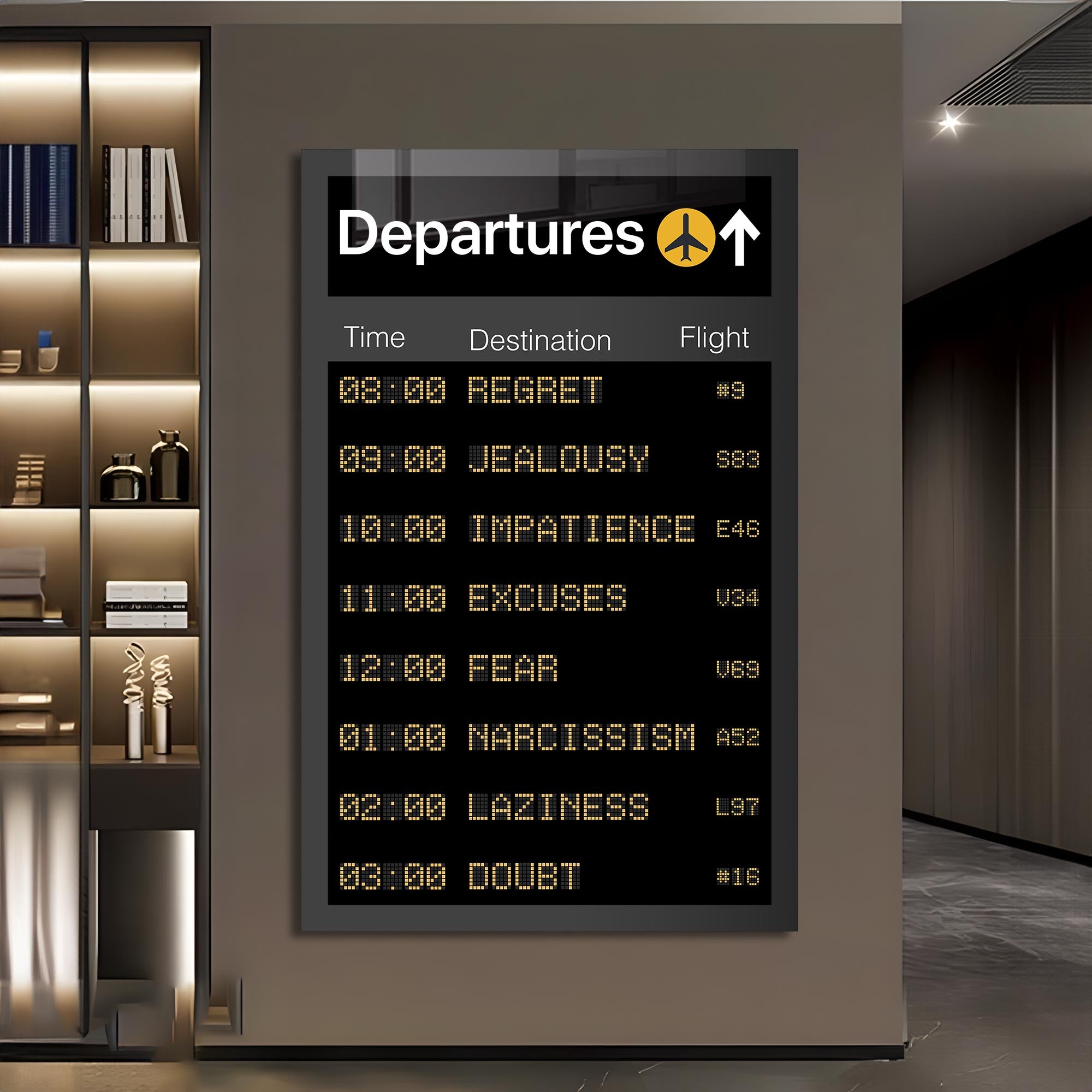 Departures Tempered Glass Wall Art - Shatterproof & Stylish Home Decor for Living Room, Bedroom, or Office