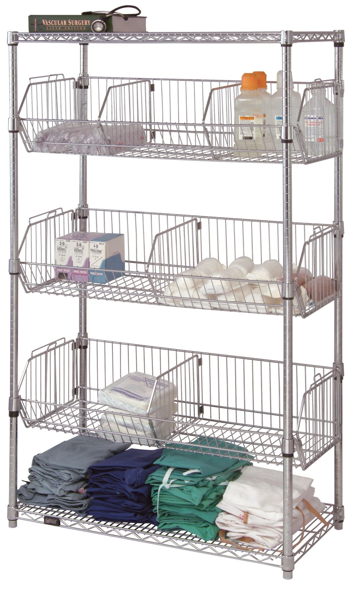 Quantum Storage Systems 1836BC6C 5-Tier Chrome Wire Basket Organizer - 18