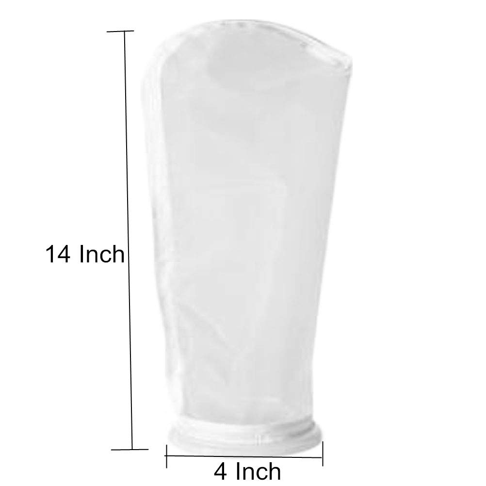 4 Inch Nylon Mesh Filter Socks - 200 Micron Aquarium Sump Filter Bags (3 Pack, 14 Inch Length) - Perfect for Fish Tank, Pond & Water Filtration Systems