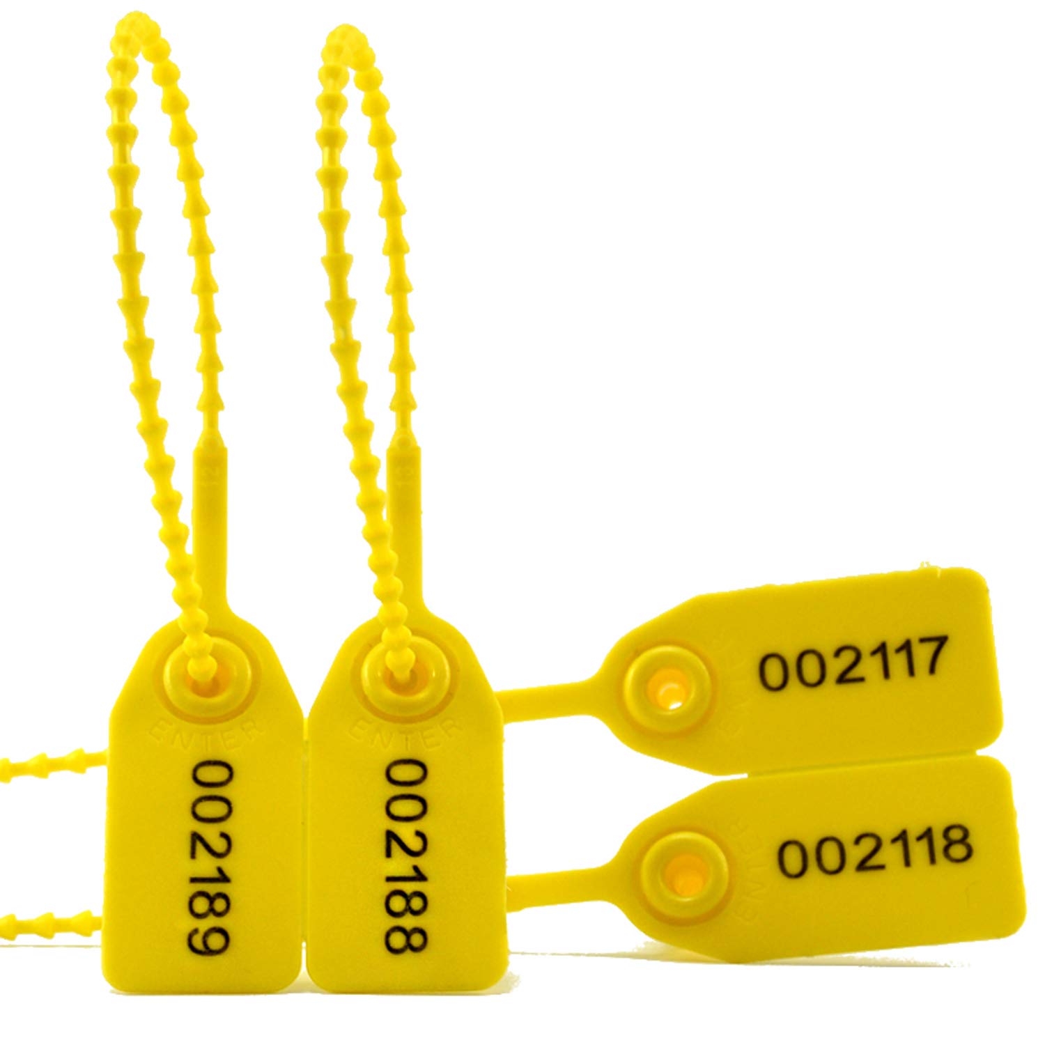 1000pcs Yellow Plastic Tamper Proof Security Seals - Numbered Pull-Tite Disposable Self-Locking Zip Ties for Fire Extinguishers (250mm) | Ideal for Safety Inspections, Equipment Maintenance & Tamper-Evident Protection