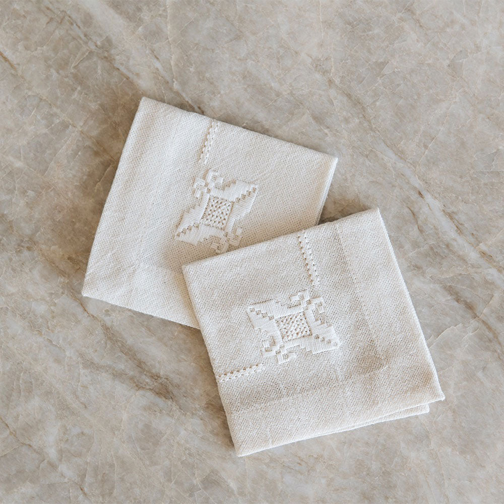 Handmade Embroidered Linen Napkin Set - 12-Piece Elegant Dinner Napkins for Formal Dining & Special Occasions