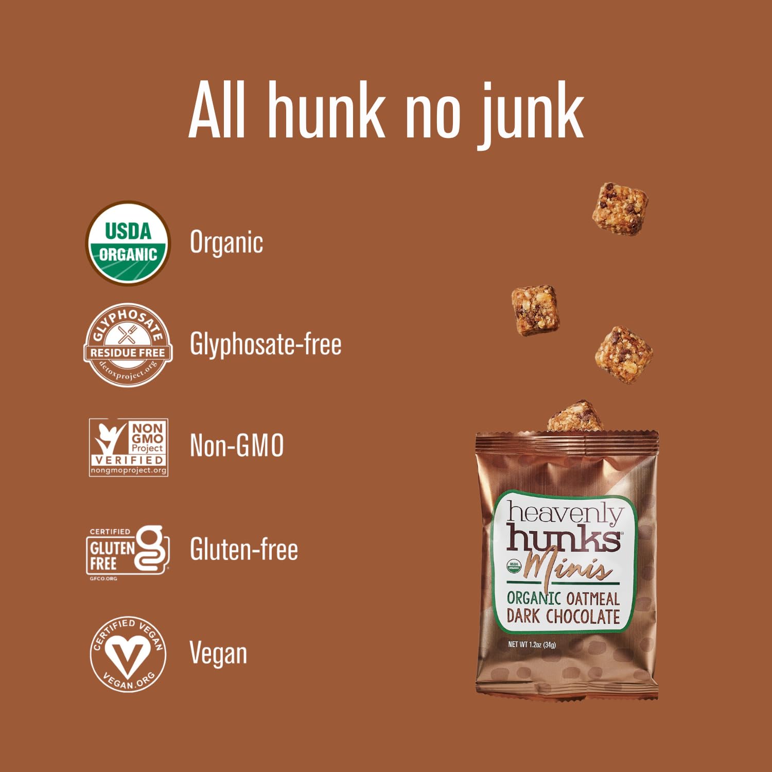 Organic Oatmeal Dark Chocolate Hunks - 16 Pack for Snacking