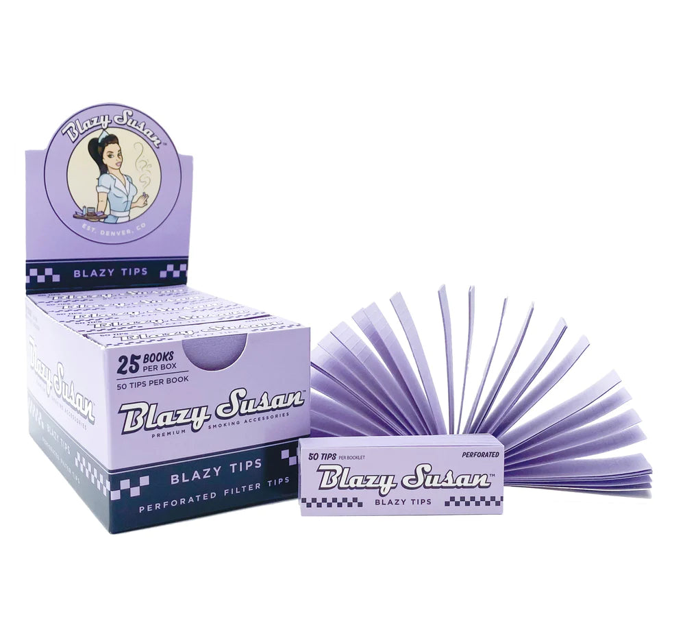 Blazy Susan Purple Perforated Filter Tips - Premium Rolling Paper Accessories for Smooth Smoking Experience