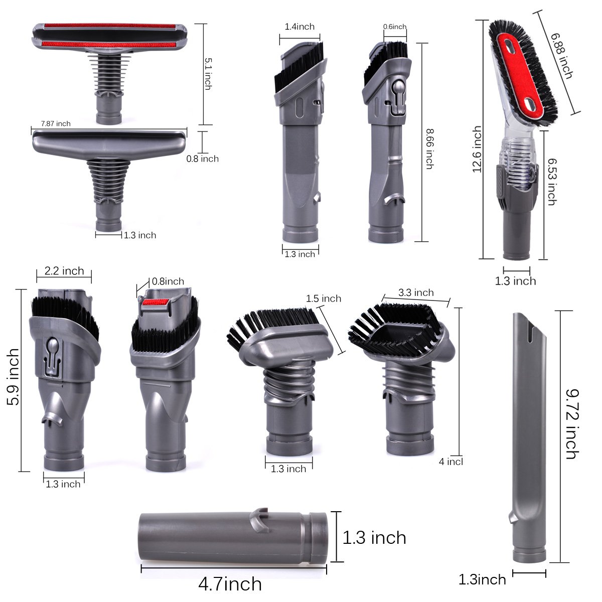 KEEPOW 7 Pack Vacuum Attachments Replacement Kit for Dyson V6, DC44, DC33, DC35, DC39, DC58, DC59, DC62, DC61 - Compatible with All Dyson Stick & Upright Vacuums - Perfect for Pet Hair, Car Cleaning & Home Deep Cleaning