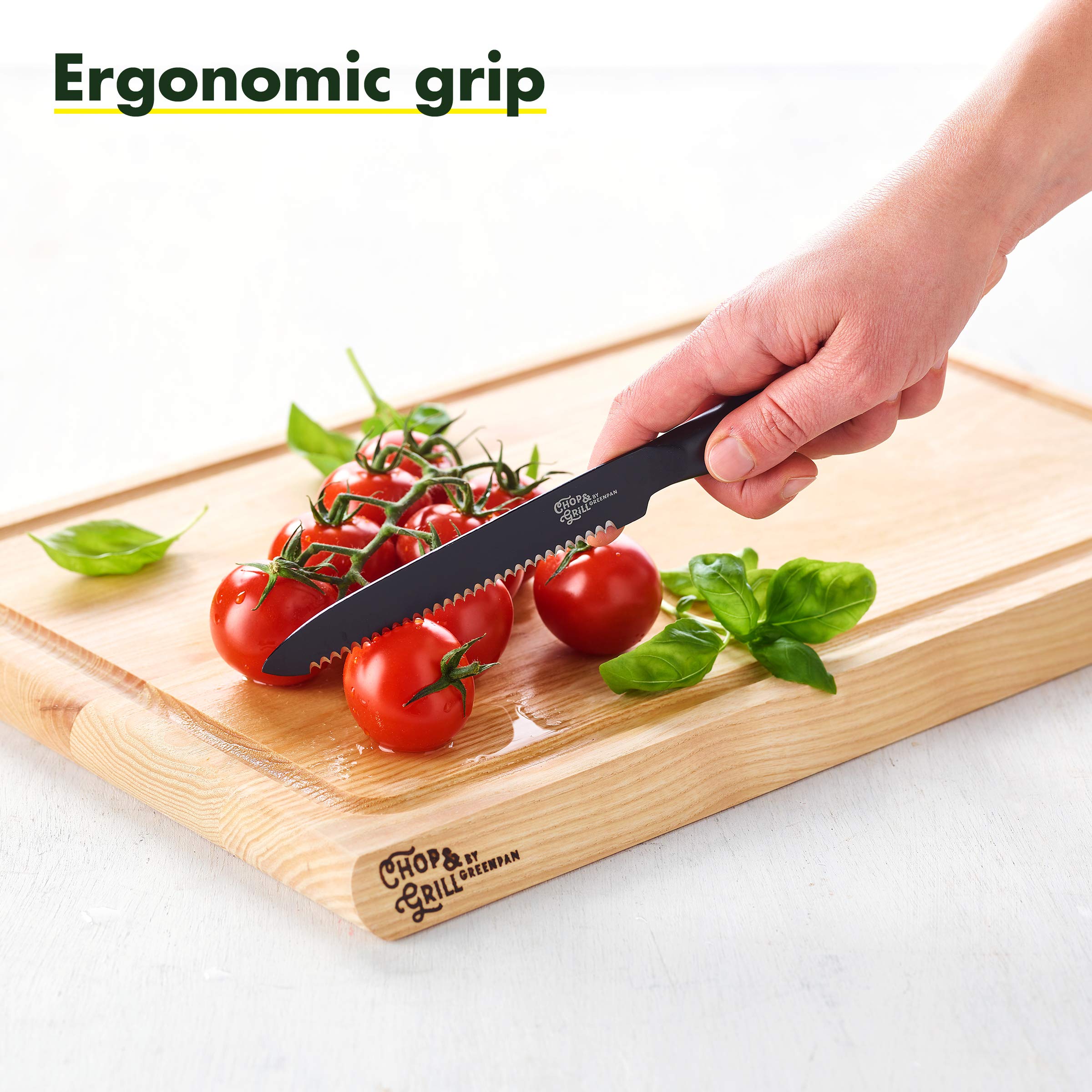 GreenPan Chop & Grill Serrated Utility Knife - Premium Stainless Steel Kitchen Knife for Slicing, Dicing & Chopping - Perfect for Meat, Vegetables & Fruits - Ideal for Home Chefs & BBQ Enthusiasts