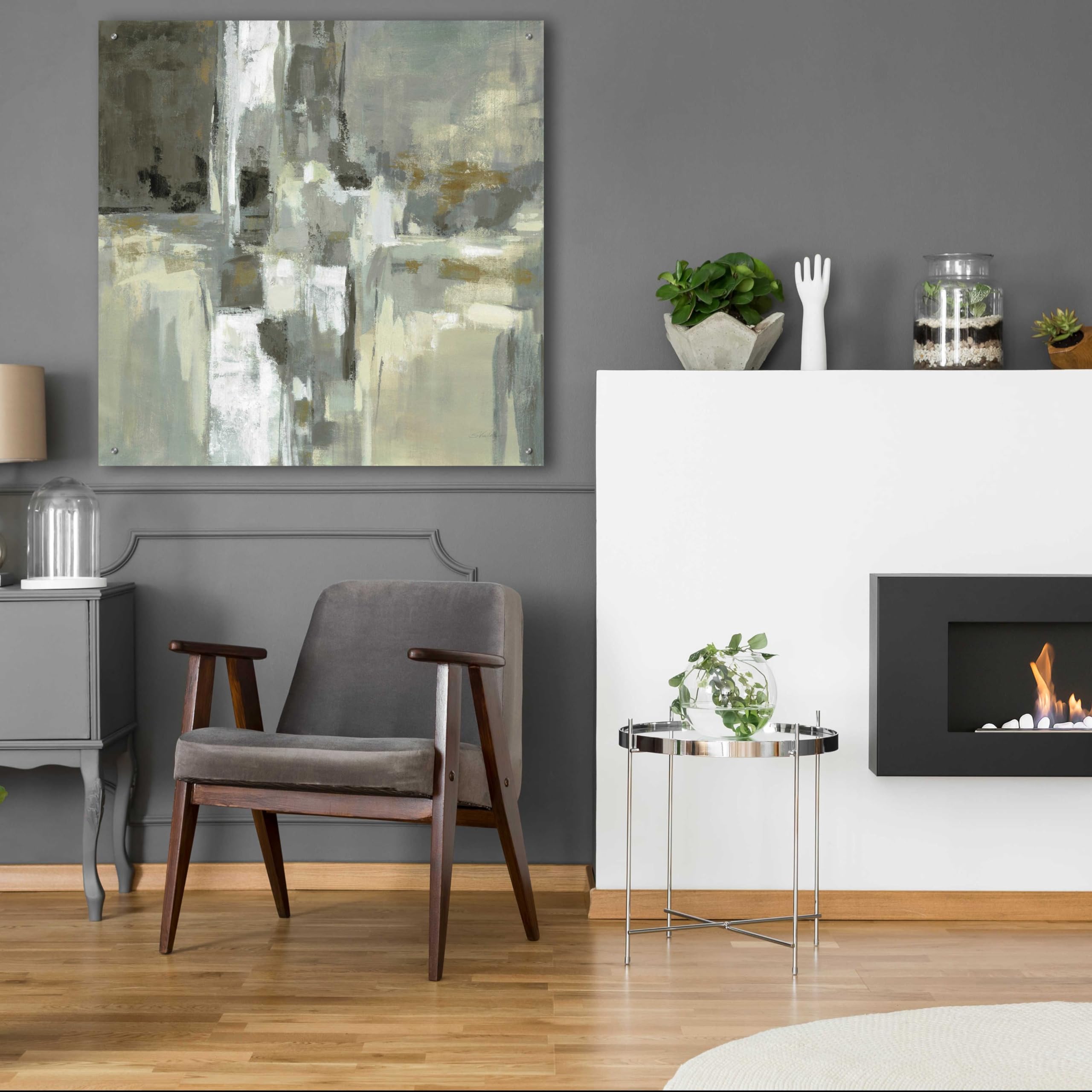 Epic Art 'Neutral Water' by Silvia Vassileva - 36x36 Inch Acrylic Glass Wall Painting - Modern Abstract Home Decor for Living Room, Bedroom & Office