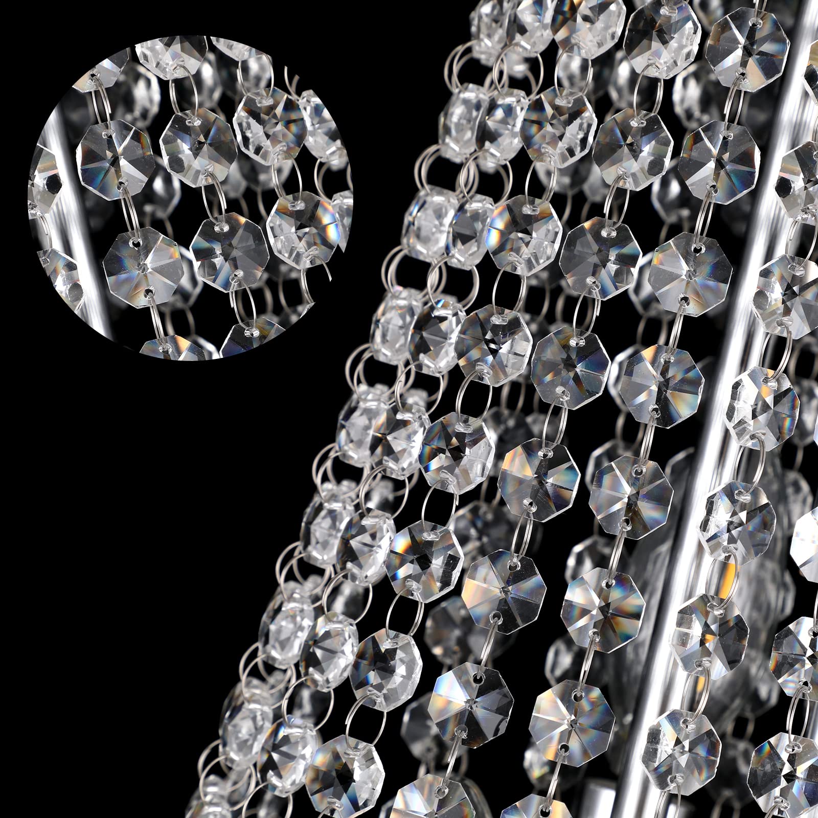 Modern LED Chandelier - 10-Light Acrylic Crystal Ceiling Light Fixture with Adjustable Hanging Chain, Easy Installation for Dining Room, Living Room, Bedroom (Chrome Finish, 18-inch Diameter) - Perfect for Home Decor, Wedding Venues and Restaurant Lighting