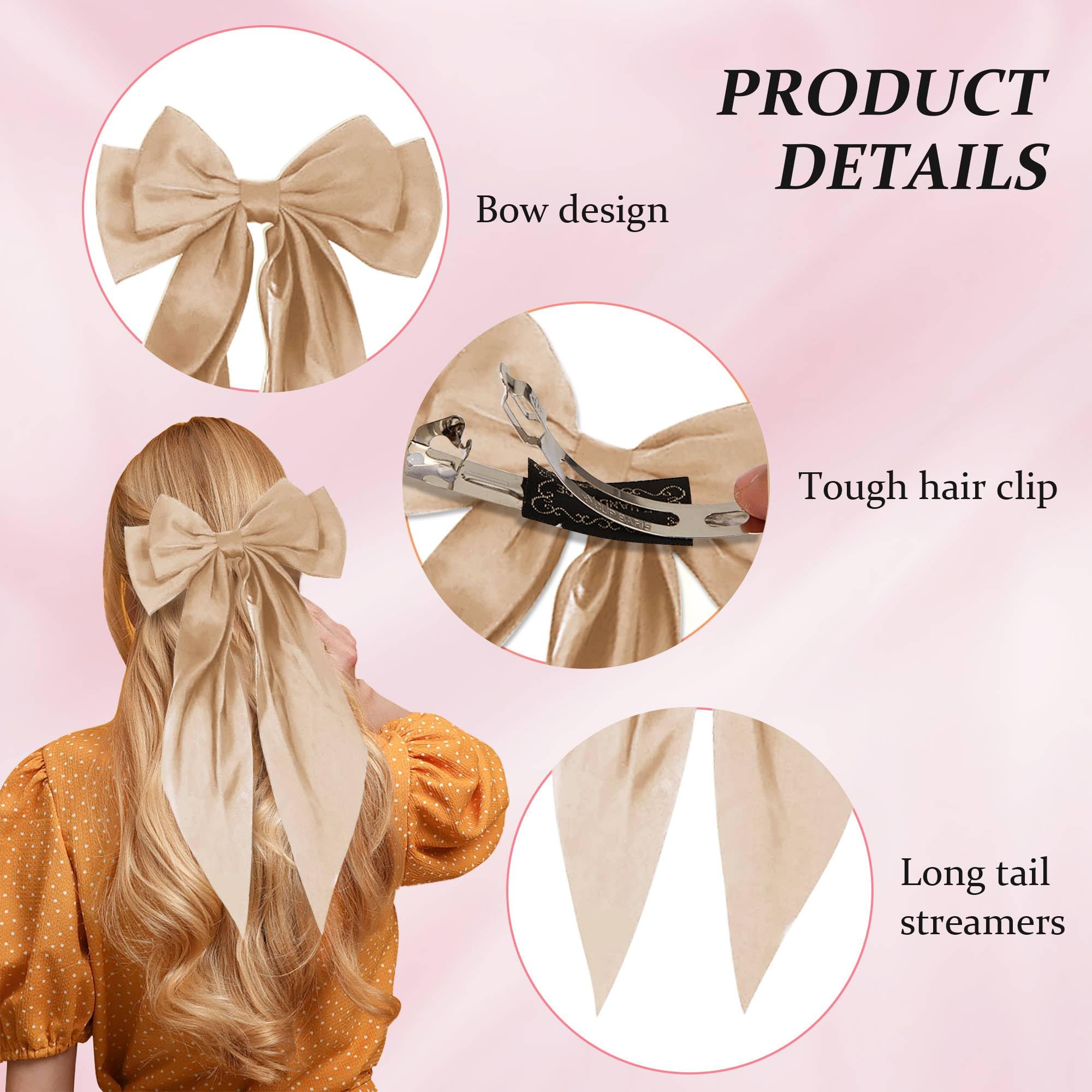 2 PCS Elegant Butterfly Hair Barrettes - Black & Champagne Hair Clips with Ribbons for Women | Perfect for Weddings, Parties & Everyday Styling