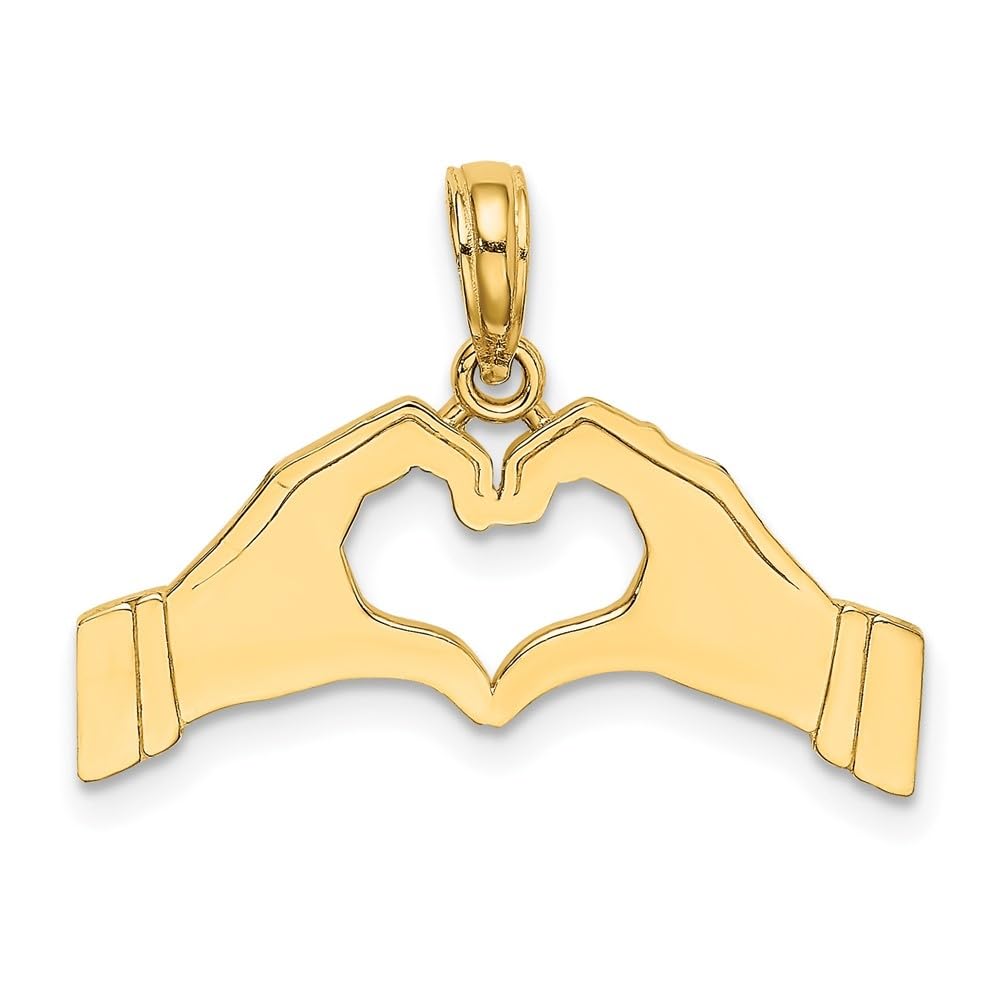 10K Yellow Gold Heart Charm - Hands Forming Heart Pendant for Necklace - Perfect Gift for Valentine's Day, Anniversary & Special Occasions