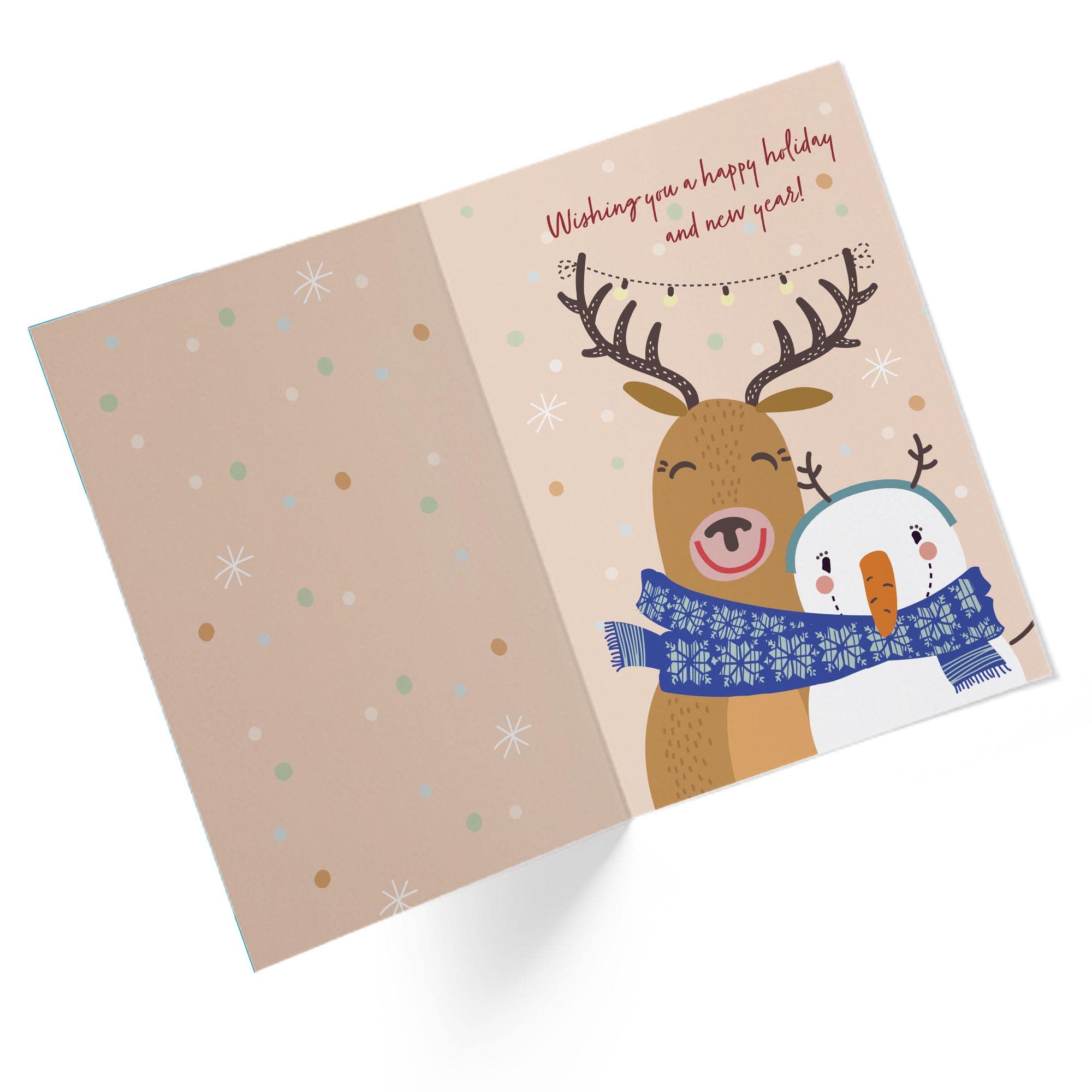 Single Holiday Greeting Card - Seasons Greetings & Happy New Year Card | 5”x7.5” Elegant Design | Perfect for Christmas, Hanukkah & New Year Wishes
