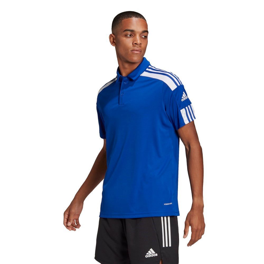 Adidas Squadra 21 Men's Performance Polo Shirt - Royal Blue & White - Moisture Wicking, Breathable Fabric for Golf, Tennis & Casual Wear