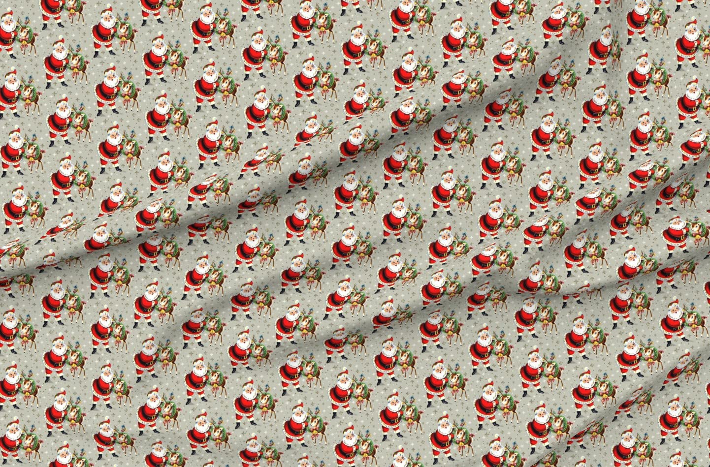 Santa Deer Printed Minky Fabric Fat Quarter - Soft Plush for Sewing Baby Blankets, Quilt Backing & DIY Crafts - Perfect for Holiday Decor, Nursery Projects & Cozy Home Textiles