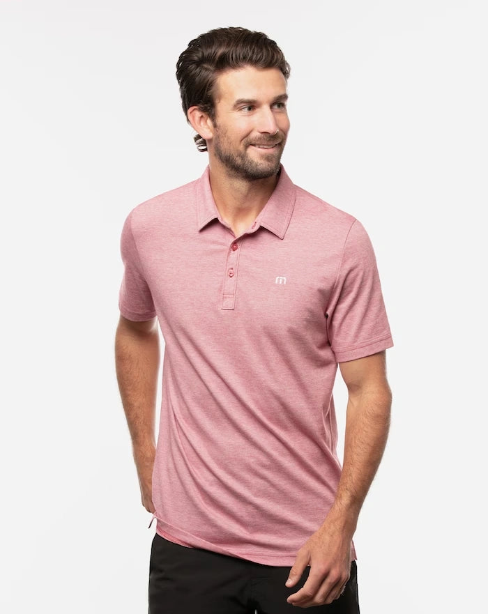 TravisMathew Men's Zinna Polo Shirt - Classic Fit, Moisture-Wicking, Breathable Golf & Casual Wear (Red) - Perfect for Golf, Office & Weekend Outings