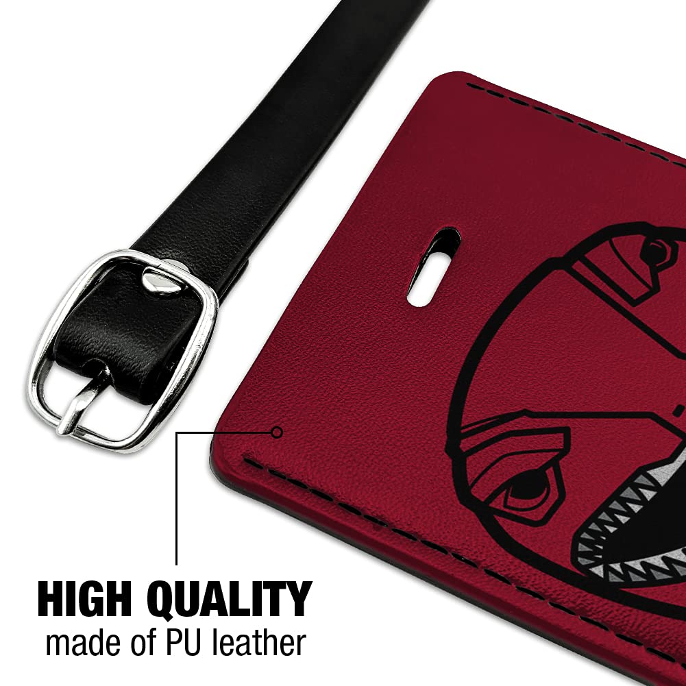 Power Rangers Red Ranger Helmet Leather Luggage Tag - Rectangle Carry-On ID Tag for Suitcases, Backpacks & Travel Bags - Perfect for Cosplay, Comic Con & Travel Identification