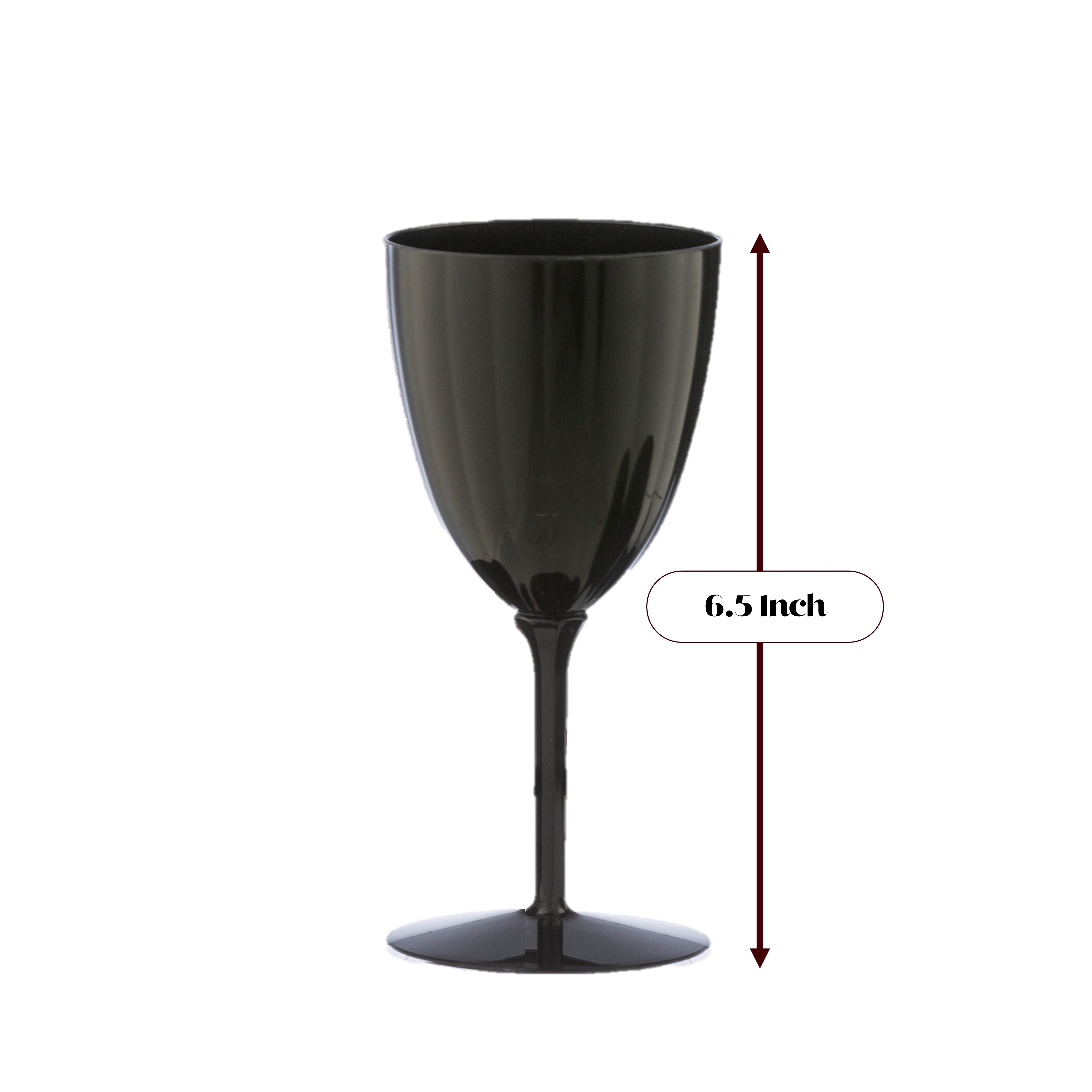 7 Oz Black Plastic Disposable Wine Goblet - 8 Pack Set for Parties, Picnics, Weddings & Outdoor Events