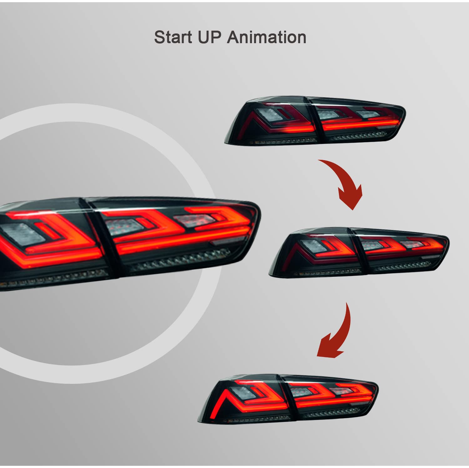 HCMOTIONZ HCmotion LED Headlights & Tail Lights for Mitsubishi Lancer EVO X 2008-2020 - Clear/Amber Demon Eye with Smoke Lens, DRL Startup Animation & Sequential Turn Signals - Upgrade for Night Driving & Car Shows