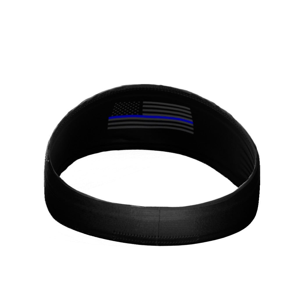 Tactical Thin Blue Line USA Flag Headband - Patriotic Sweatband for Police Support, Running & Outdoor Activities