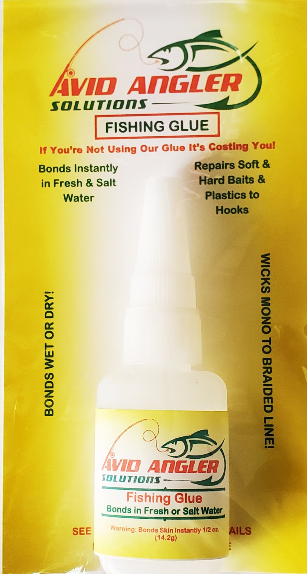 Avid Angler Solutions Fishing Glue - Strong Waterproof Adhesive for Tackle Repair & Lure Making - Perfect for Saltwater & Freshwater Fishing Gear
