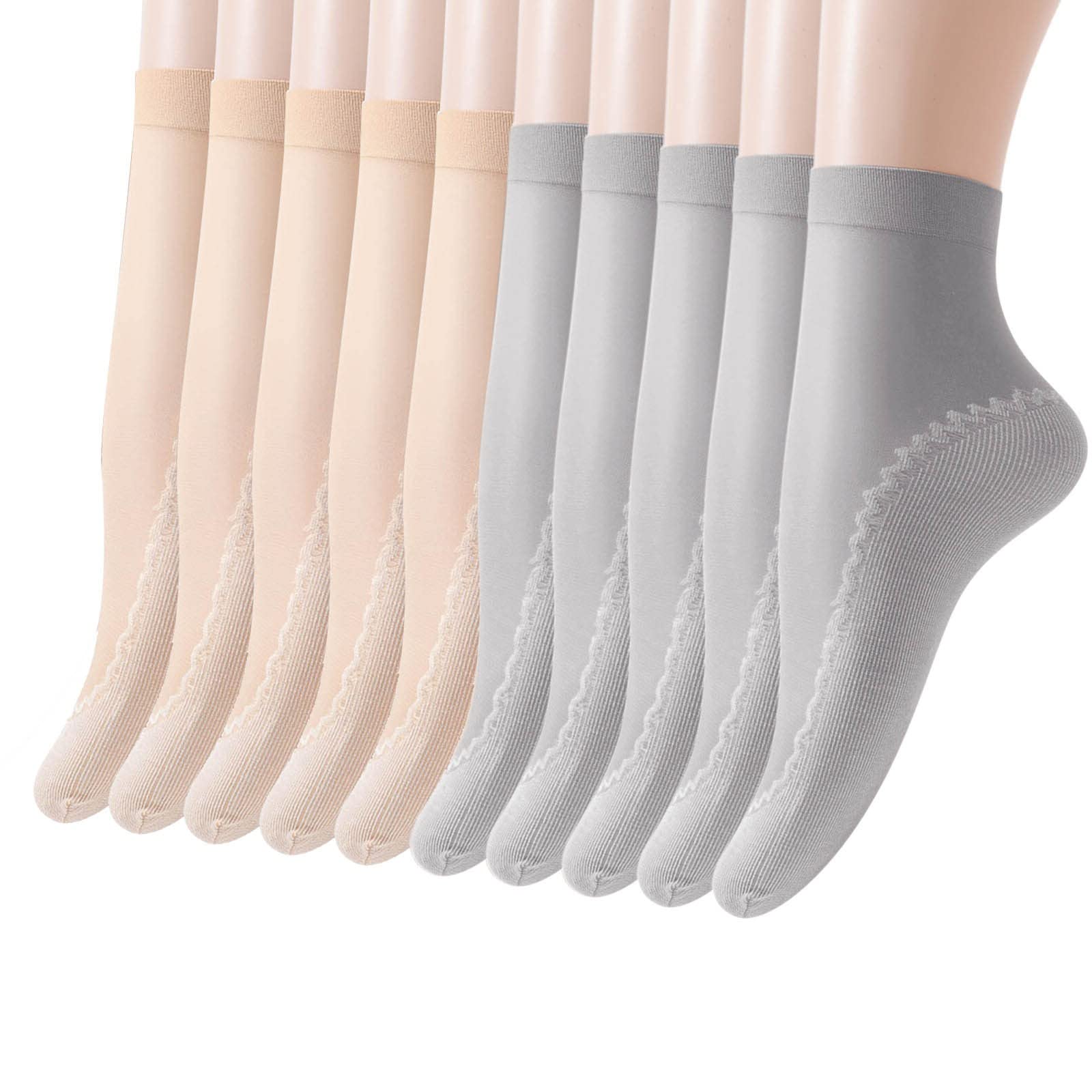 10 Pairs Women's Non-Slip Cotton Ankle Socks - Breathable Solid Pattern Invisible Socks for Girls Size 8 - Perfect for School, Sports & Everyday Wear