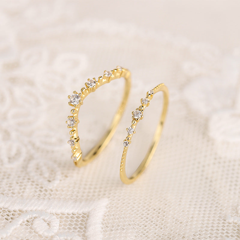 18K Gold Curved Eternity Stackable Wedding Band Ring for Women - Dainty Minimalist V-Shaped Ring for Stacking, Anniversary Gift, Bridal Jewelry | Perfect for Everyday Wear, Date Nights & Special Occasions