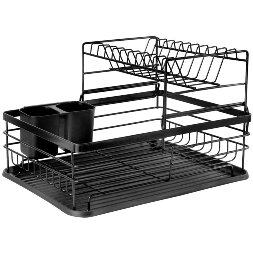 2-Tier Drip Rack & Cutlery Organizer - Drying Tray for Plates, Glasses & Crockery - Space Saving Kitchen Caddy for Dish Drying & Utensil Storage (Perfect for Small Kitchens & Dish Racks)