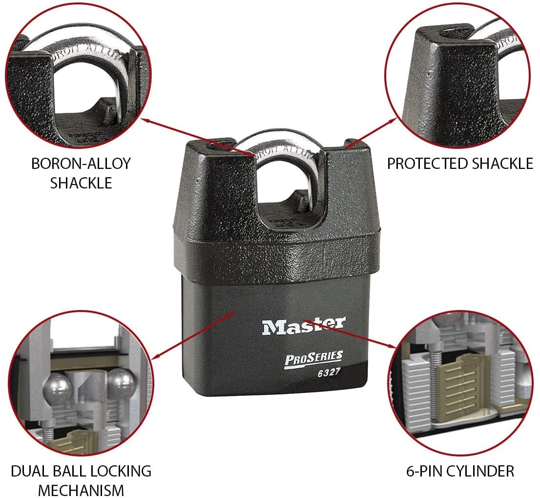 Master Lock Pro Series 6327NKA-4 High Security Padlock (4-Pack) with BumpStop Technology - Heavy Duty Outdoor Use for Sheds, Gates & Storage Units