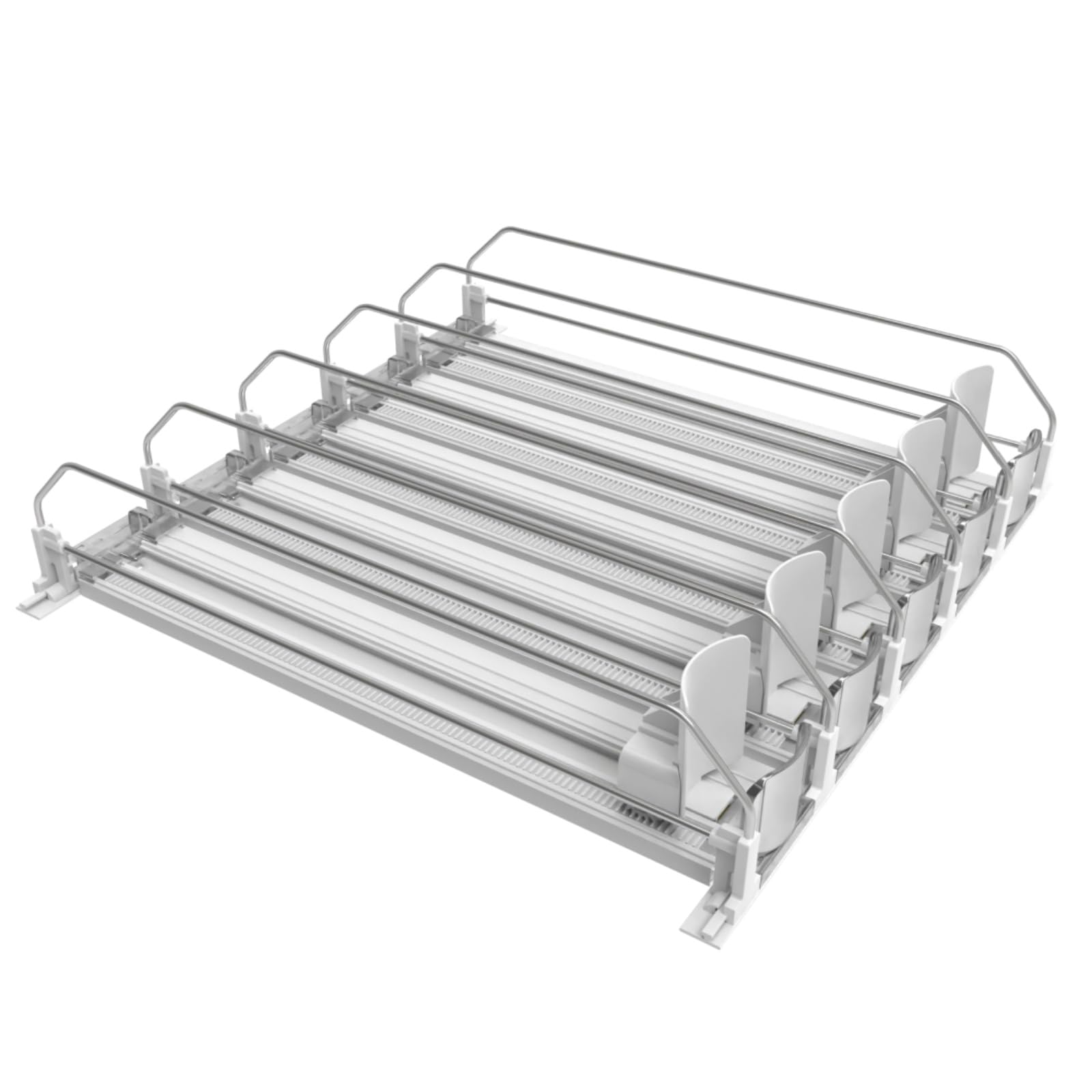 Adjustable Self-Pushing Soda Can Dispenser for Refrigerator - Automatic Pusher Glide Drink Organizer (White) - Perfect for Fridge Organization & Party Drink Storage
