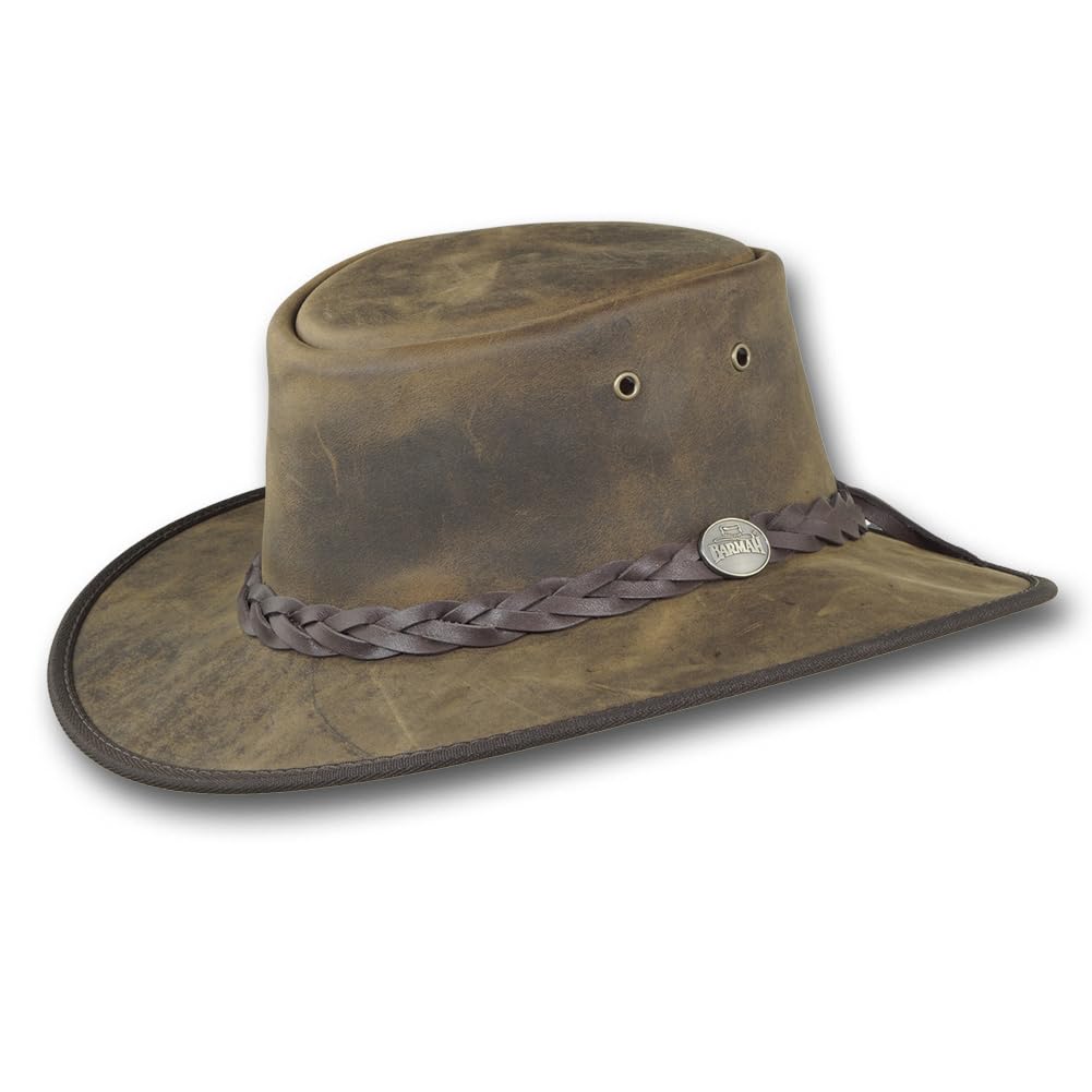 Foldable Bronco Leather Cowboy Hat - Genuine Leather, Adjustable Fit for Men & Women - Perfect for Rodeo, Outdoor Adventures & Western Fashion