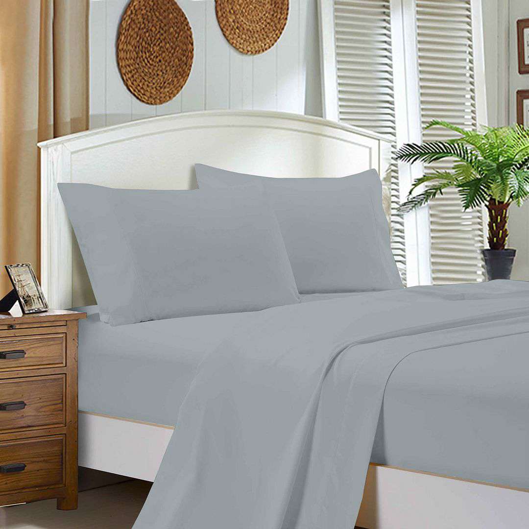 1000TC King Size Luxury Bed Sheet Set - Ultra Soft & Breathable Flat & Fitted Sheets in Silver - Perfect for Master Bedroom, Guest Room & Hotel Use