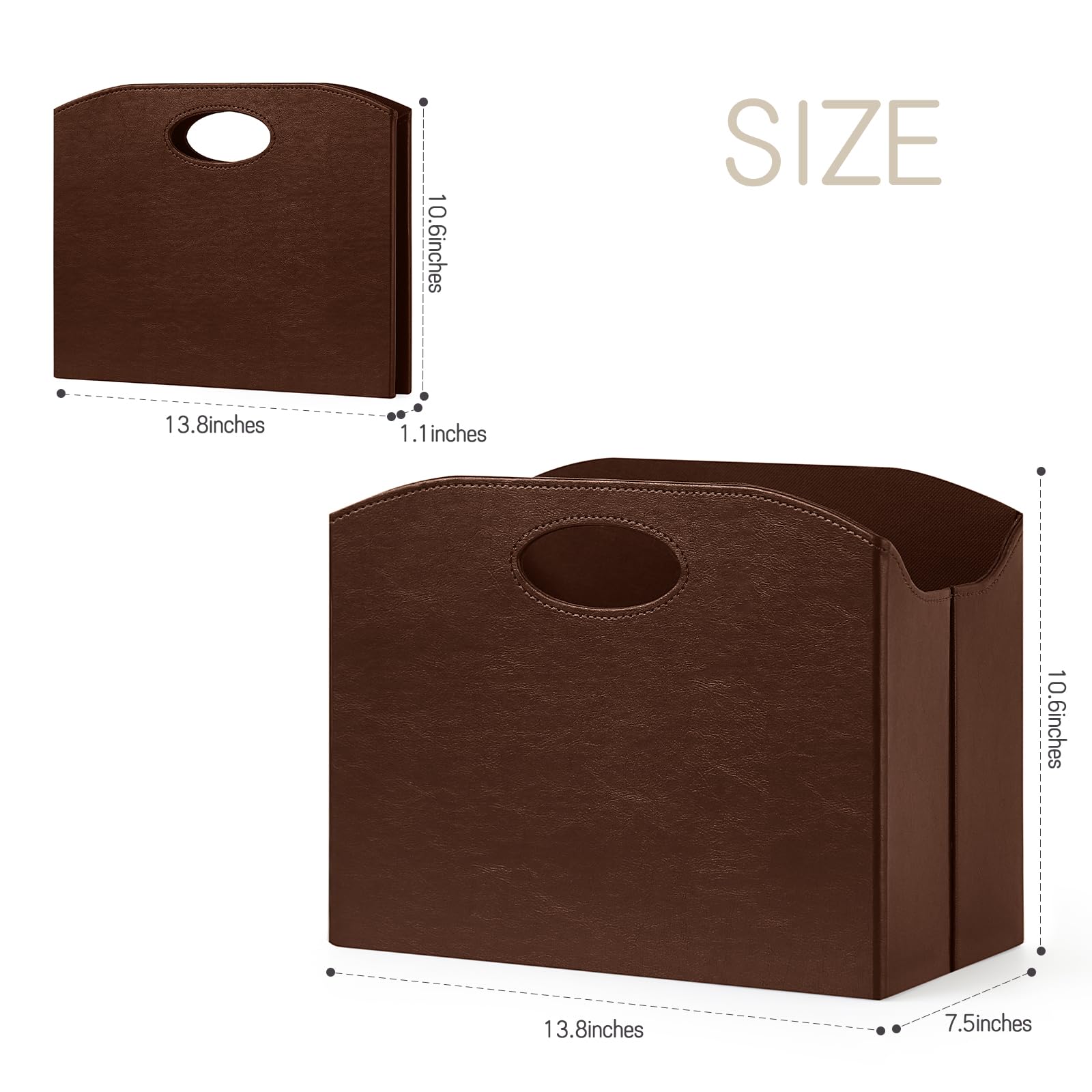 Foldable Floor Magazine Rack Organizer - Brown Storage Bin for Newspapers, Documents & Files - Perfect for Home, Office & Living Room Organization