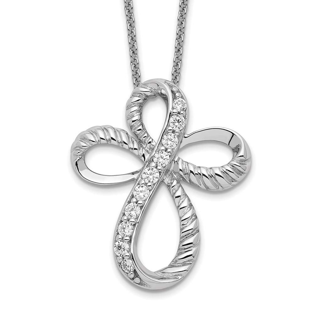Ryan Jonathan Sterling Silver Cubic Zirconia Endless Hope Cross Pendant Necklace - 18