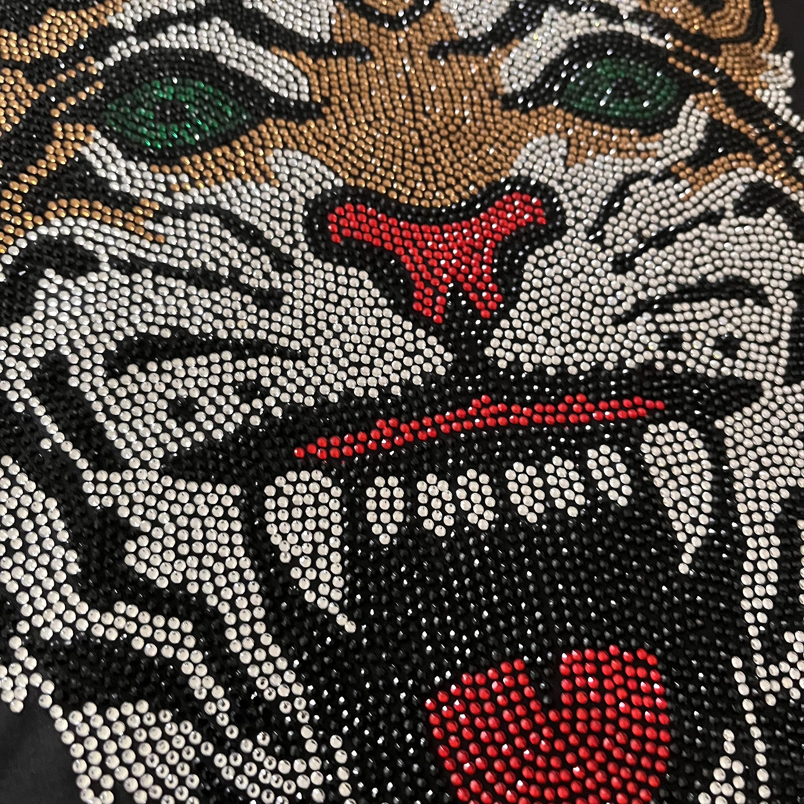 Rhinestop Wild Tiger Iron-on Rhinestone Design for DIY Clothing & Costume Embellishment | Sparkling Rhinestone Patch for Jackets, Jeans, Bags & Dancewear