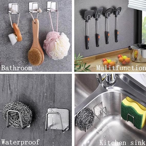 Premium Rustproof & Waterproof Kitchen Sink Caddy - 2 Pack Adhesive Sponge Holder for Dish Scrubber | Organize Sink Accessories | Perfect for Kitchen, Bathroom & RV Use