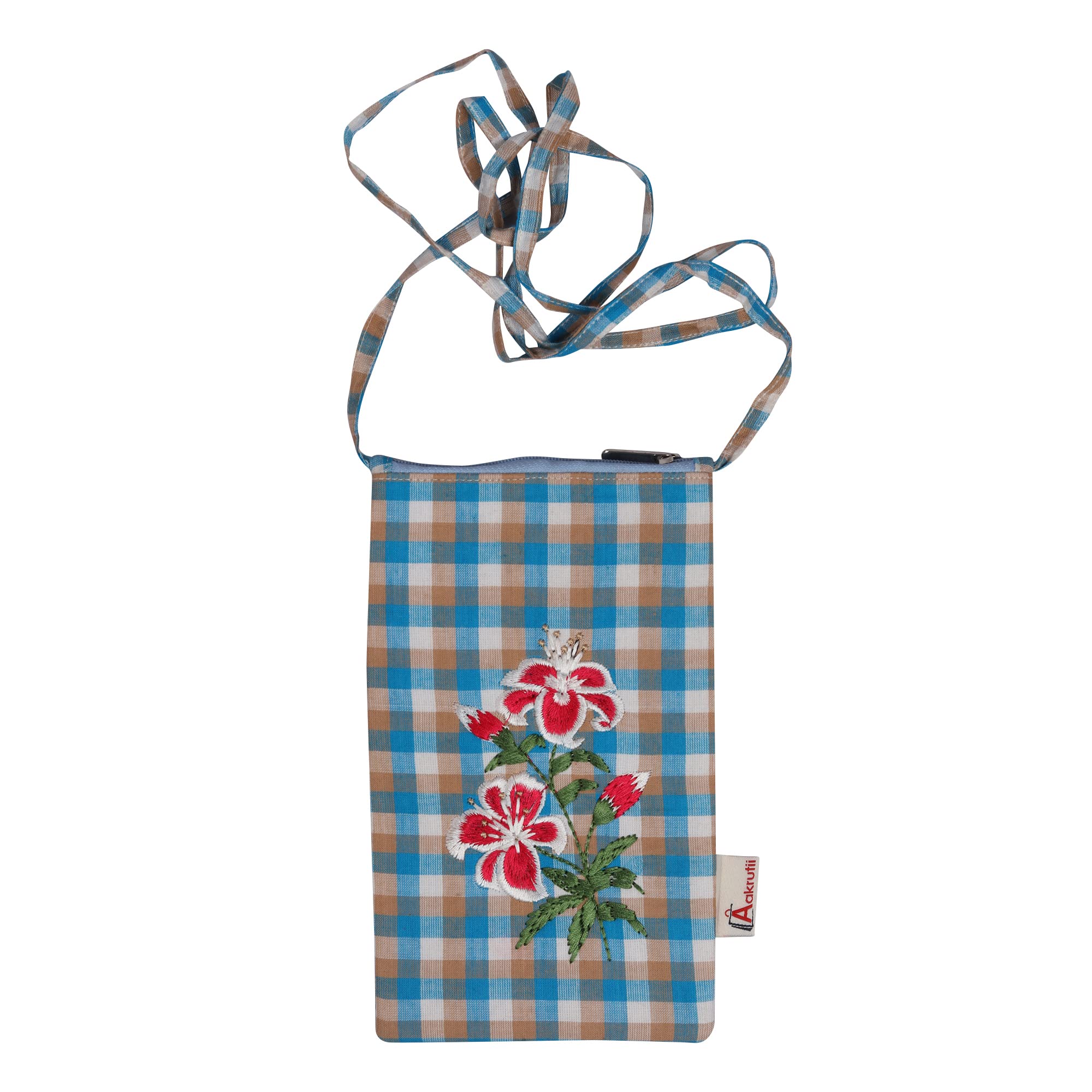 Handcrafted Aakrutii Women's Embroidery Cotton Crossbody Phone Pouch - Eco-Friendly Small Sling Bag for Phone & Essentials - Perfect for Travel, Shopping & Daily Use